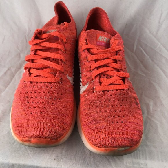Nike Womens Free RN Flyknit 831070-801 Orange Running Shoes Sneakers Size 8 - Picture 2 of 6